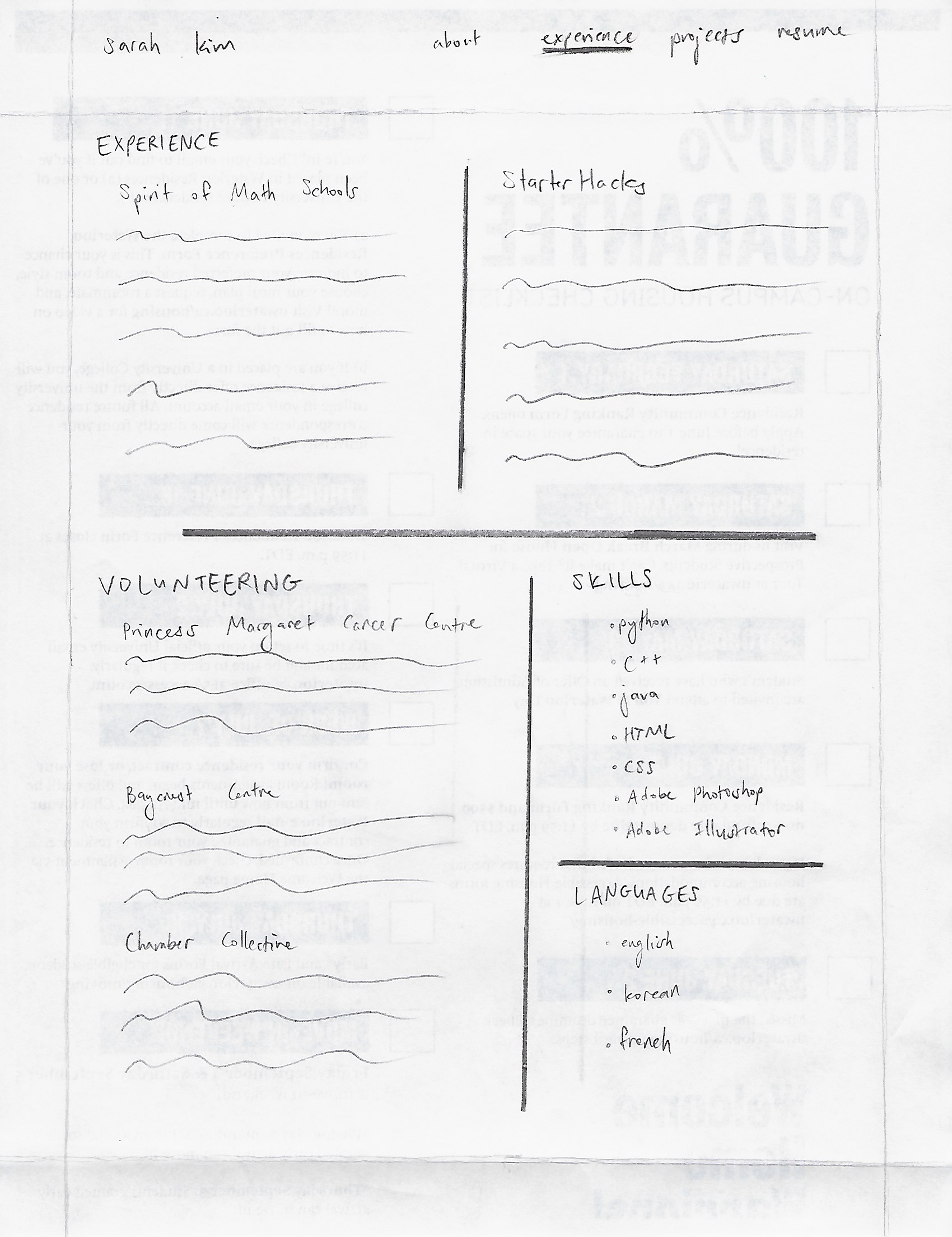 experience page sketch
